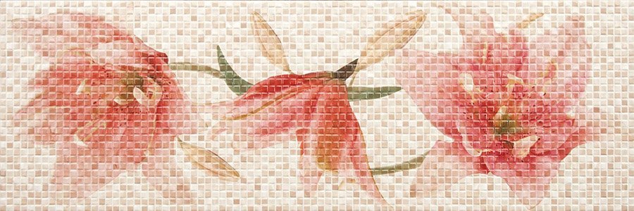 Декоративные элементы Newker Mix Dec. Lilium Warm, цвет разноцветный, поверхность глянцевая, прямоугольник, 250x750