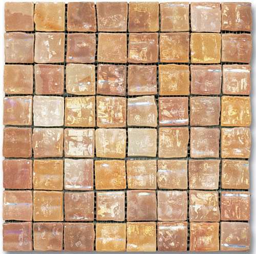 Мозаика Ker-av Frammenti&Riflessi Ambra Cangiante su Rete (3,75X3,75) Стекло KER-9031, цвет бежевый, поверхность глянцевая, квадрат, 300x300