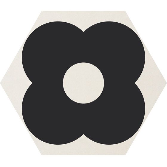 Керамогранит Ornamenta Corebasic Petals White CB60PW, цвет чёрно-белый, поверхность матовая, шестиугольник, 600x600
