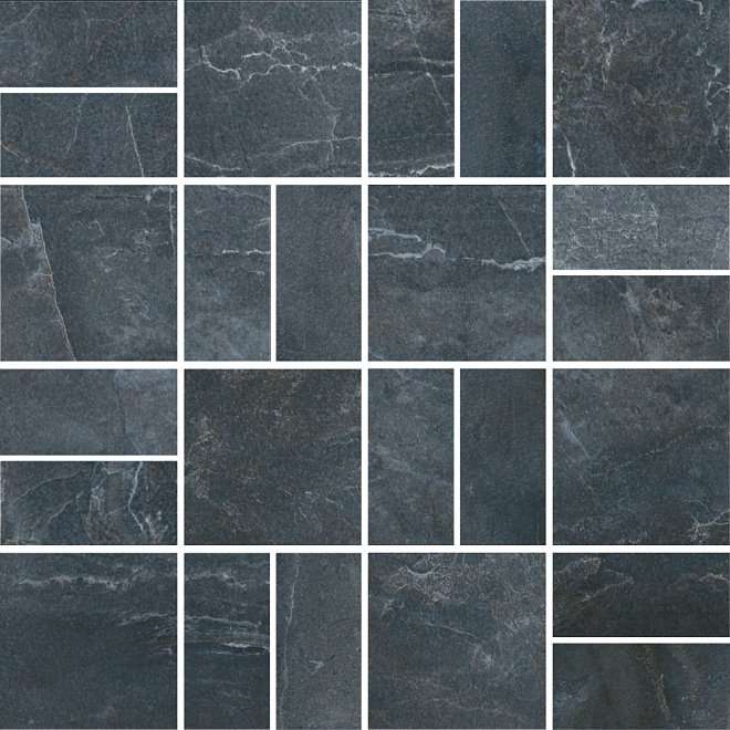 Мозаика Kerama Marazzi Декор Виндзор мозаичный SG167\002, цвет чёрный, поверхность лаппатированная, квадрат, 300x300