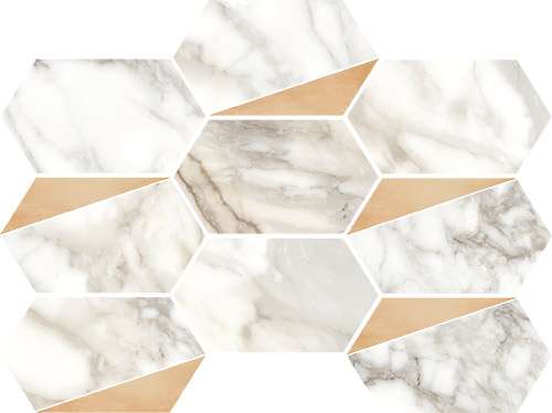 Мозаика Vallelunga Luce Grey Sat Esag Dec Rame 6001280, цвет серый бежевый, поверхность сатинированная, шестиугольник, 260x350