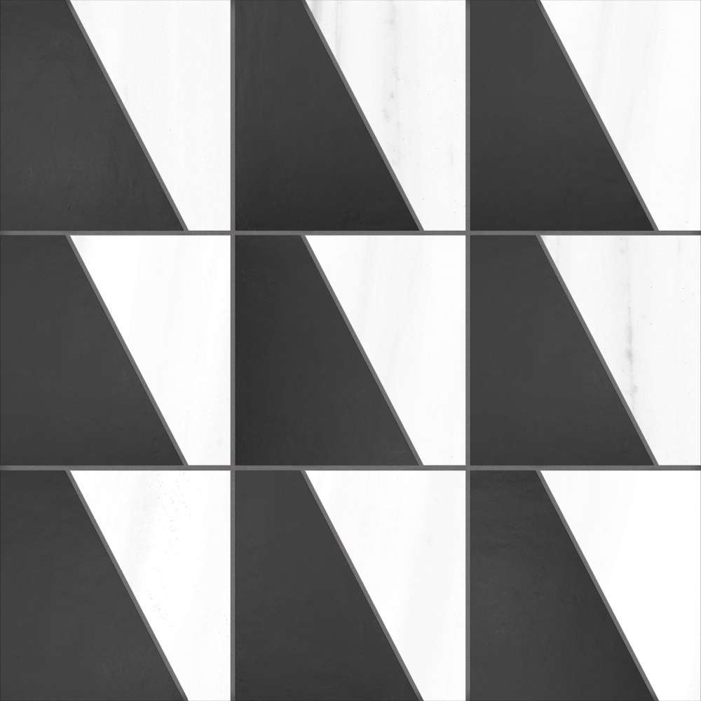 Мозаика Vallelunga Dolomiti Mosaico Trapez 60007751, цвет чёрно-белый, поверхность полированная, восьмиугольник, 300x300