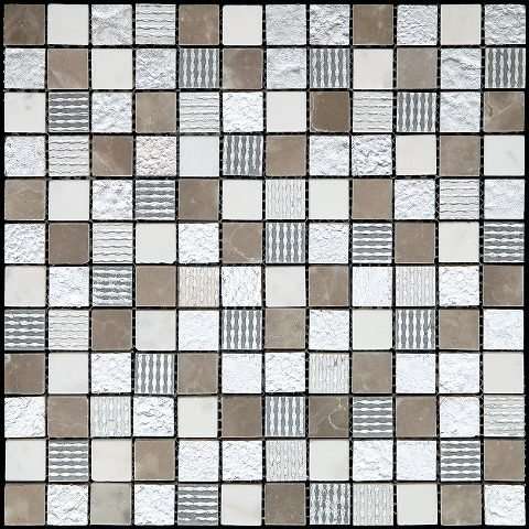 Мозаика Natural Mosaic Pharaoh CPR-2301 (DSA-2301) (Мрамор Агломерат), цвет серый, поверхность глянцевая, квадрат, 298x298