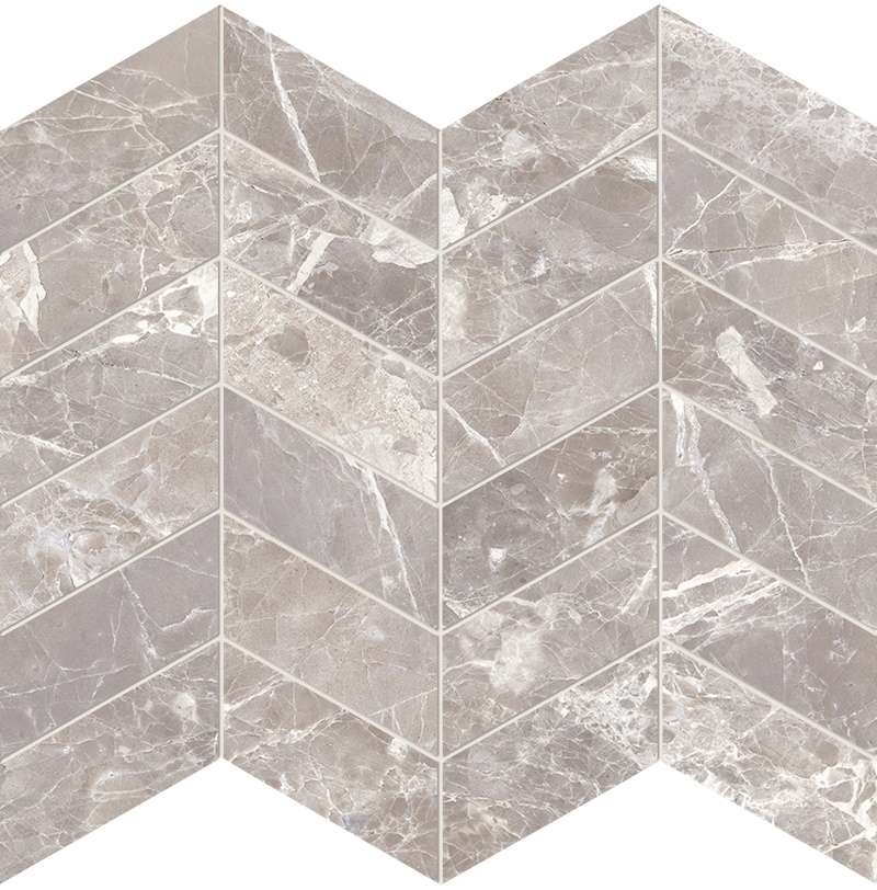 Мозаика Provenza Unique Marble Mosaico Arrows Moon Grey Silktech EL94, цвет серый, поверхность матовая, шеврон, 300x300
