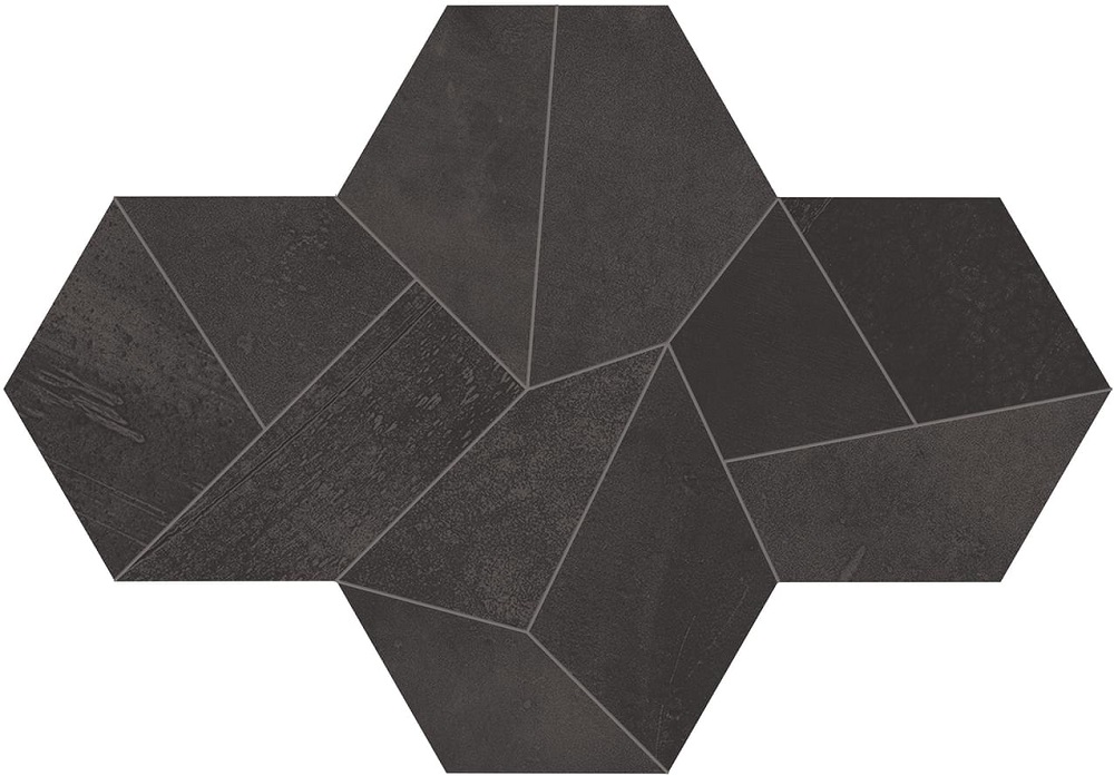 Мозаика Ergon Architect Resin Design Mini Bruxelles Black Naturale E2GX, цвет чёрный, поверхность натуральная, шестиугольник, 170x226