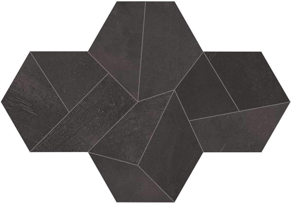 Мозаика Ergon Architect Resin Design Mini Bruxelles Black Naturale E2GX, цвет чёрный, поверхность натуральная, шестиугольник, 170x226