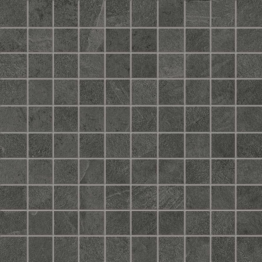 Мозаика Ergon Cornerstone Mosaico Slate Black E2ST, цвет чёрный, поверхность натуральная, квадрат, 300x300