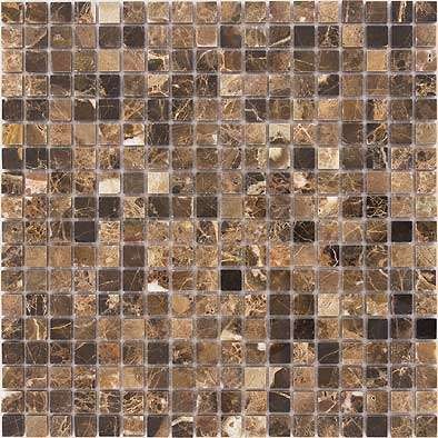 Мозаика Caramelle Mosaic Pietrine Emperador Dark Pol 15X15 7mm, цвет коричневый тёмный, поверхность полированная, квадрат, 305x305