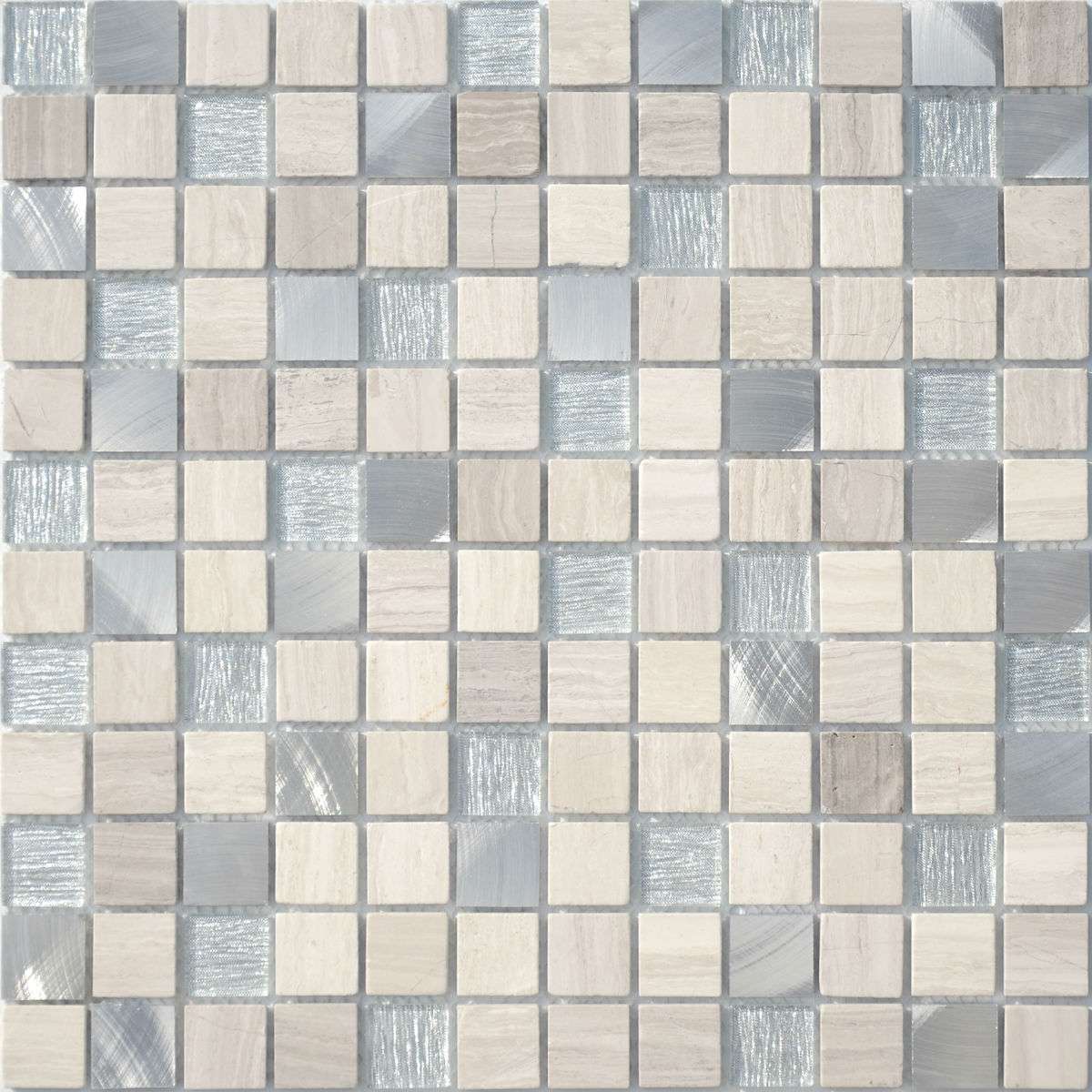 Мозаика Caramelle Mosaic Silk Way Silver Flax (Стекло), цвет белый, поверхность глянцевая, квадрат, 298x298