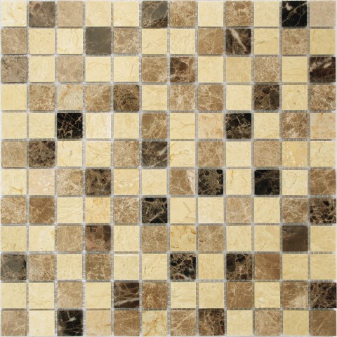 Мозаика Caramelle Mosaic Pietrine Pietra Mix 1 Pol 23X23 4mm, цвет жёлтый, поверхность матовая, квадрат, 298x298