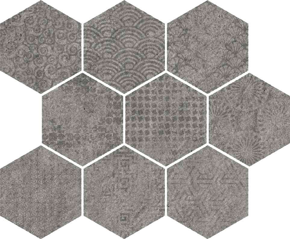 Мозаика Vives Raw-SP Grafito, цвет серый, поверхность матовая, прямоугольник, 330x270