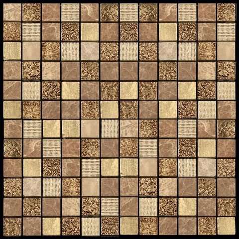 Мозаика Natural Mosaic Pharaoh CPR-2305 (DSA-2305) (Мрамор Агломерат), цвет коричневый, поверхность глянцевая, квадрат, 298x298