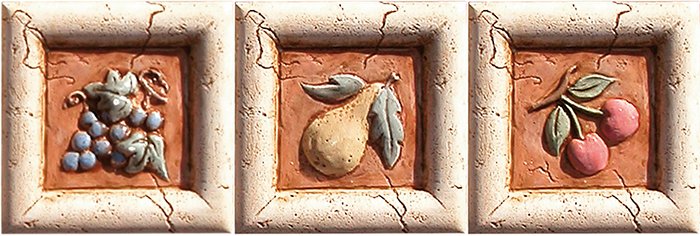Декоративные элементы Pastorelli Marmi Antichi Formella Set Bacco, цвет коричневый, поверхность структурированная, квадрат, 100x100
