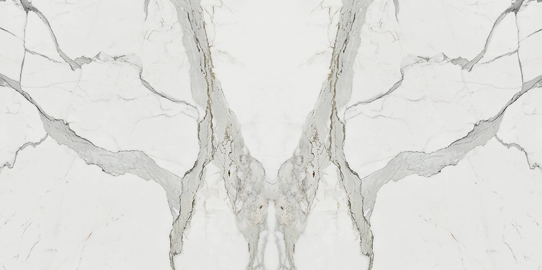 Широкоформатный керамогранит Keratile Allure Calacatta Polished, цвет белый, поверхность глянцевая полированная, прямоугольник, 1200x2780