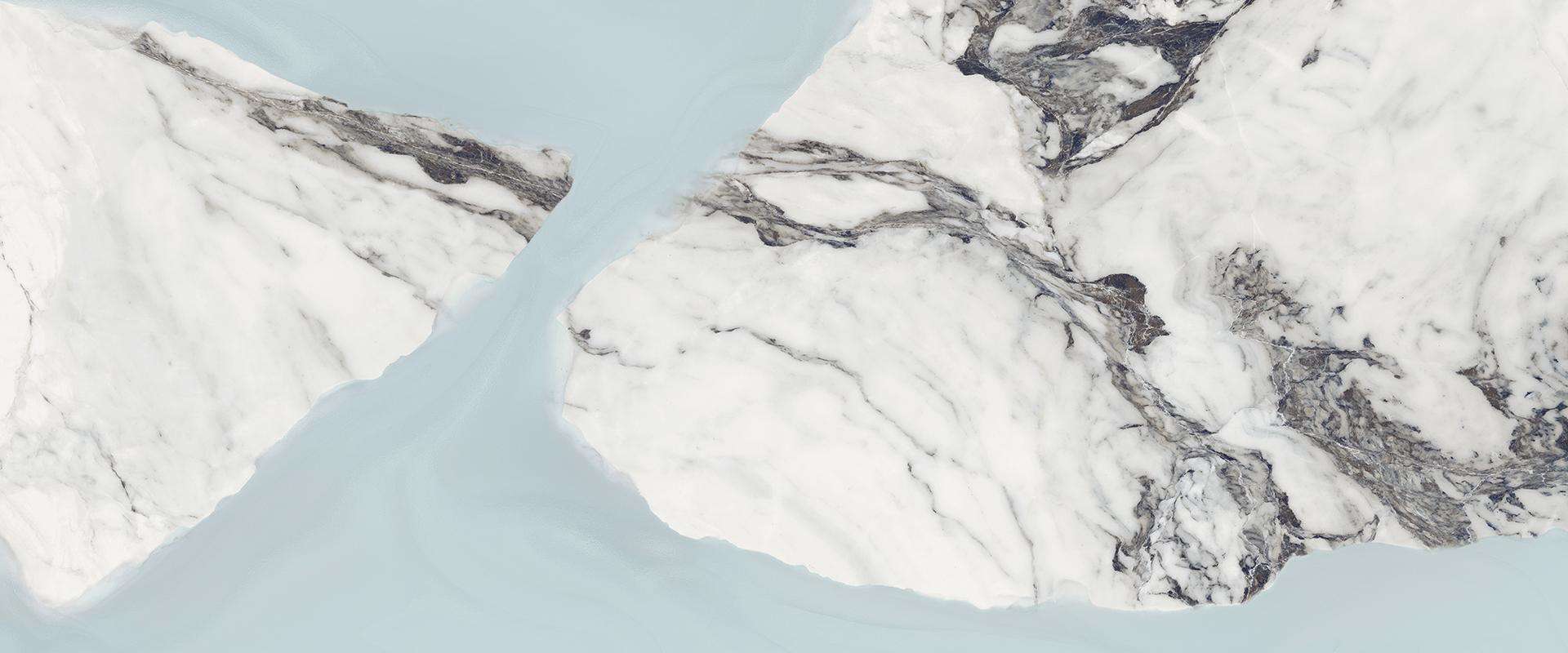 Широкоформатный керамогранит Provenza Unique Marble Ambra Bianco Siena Lappato EKRP, цвет чёрный голубой, поверхность лаппатированная, прямоугольник, 1200x2780