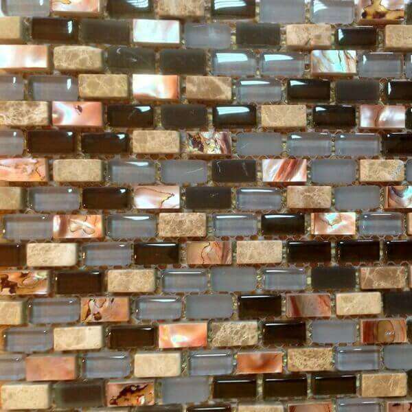 Мозаика Lace Mosaic Brown Pearl 005A, цвет коричневый, поверхность глянцевая, прямоугольник, 286x288