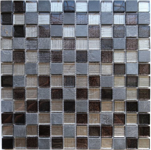Мозаика Caramelle Mosaic Naturelle Alcantara Nero 8mm, цвет серый, поверхность глянцевая, квадрат, 298x298