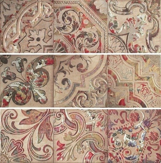Панно Latina Ceramica Baru Conjunto Habu Beige, цвет бежевый, поверхность глянцевая, квадрат, 750x750