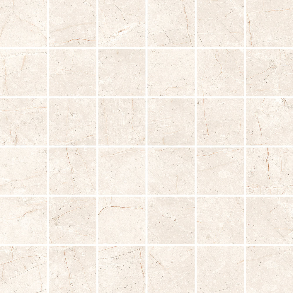 Мозаика Cerdomus Mexicana Mosaico 4,7x4,7 White Sat 66054, цвет бежевый, поверхность сатинированная, квадрат, 300x300