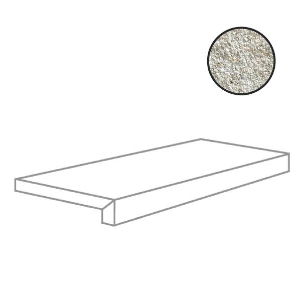 Ступени Alfalux Stonequartz Perla Grip Elemento L Rett 8210033, цвет серый, поверхность матовая, прямоугольник, 300x600