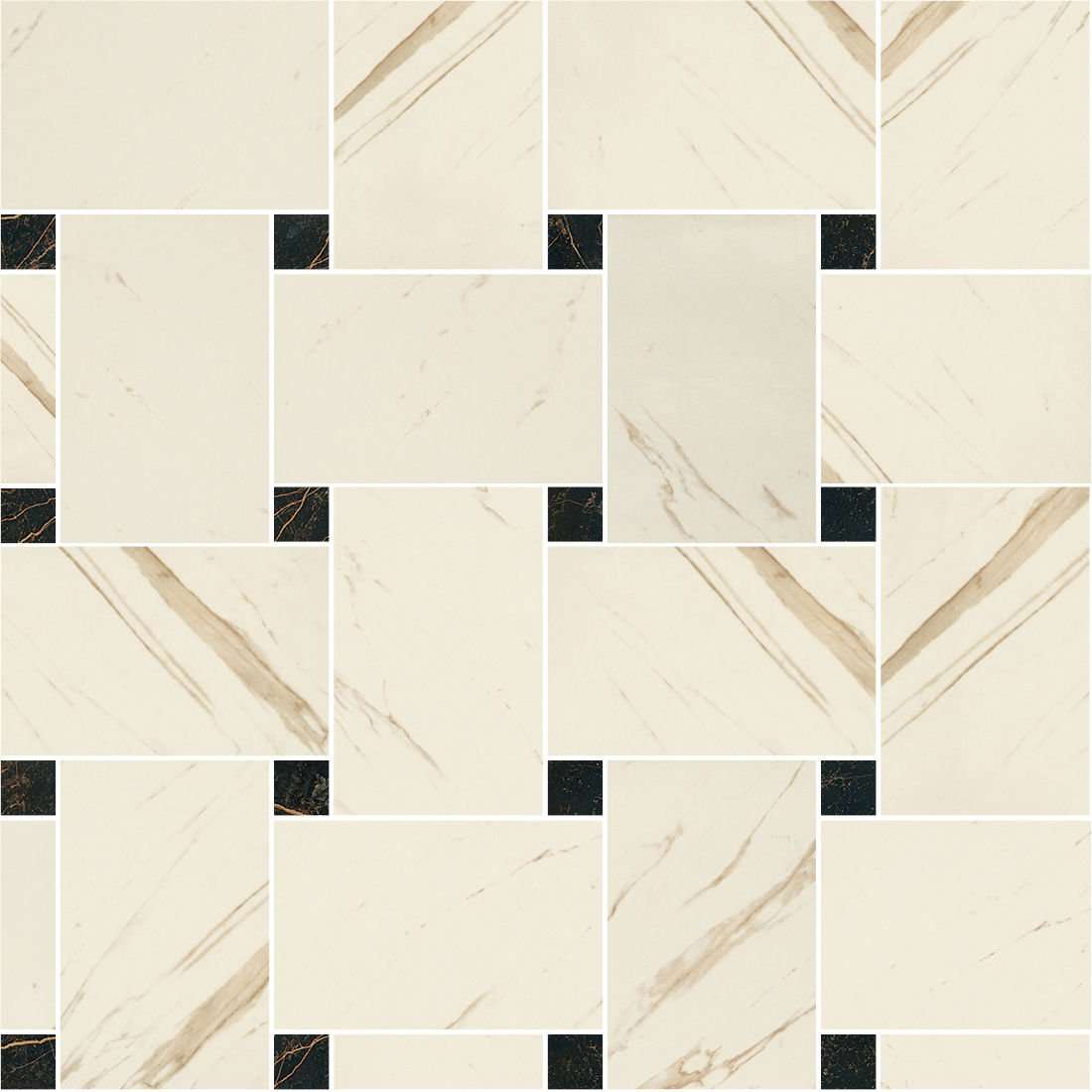 Мозаика Versace Marble Mosaico Intreccio Bianco-Nero 240531, цвет белый чёрный, поверхность лаппатированная, квадрат, 291x291
