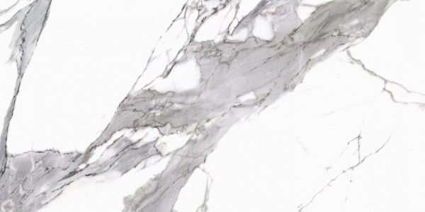 Керамогранит Cerrad Calacatta White Poler, цвет белый серый, поверхность полированная, прямоугольник, 1197x2797
