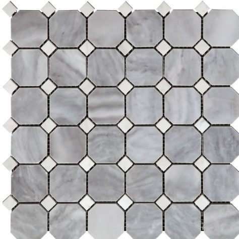 Мозаика Natural Mosaic Octagon (4,8х4,8+1,5x1,5) M033+M001-BP, цвет серый, поверхность полированная, восьмиугольник, 305x305