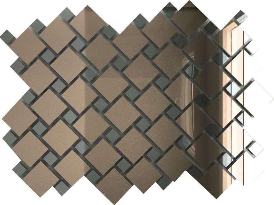 Мозаика ДСТ Мозаика зеркальная Бронза + Графит Б70Г30 с чипом 25х25 и 12х12, цвет коричневый, поверхность глянцевая, квадрат, 300x300