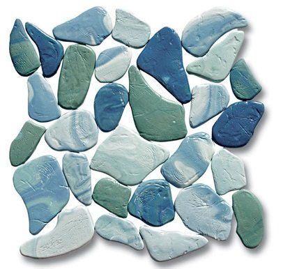 Мозаика Ker-av I Sassi di Sassuolo Piatto Mix Acquamare Onda KER-3034, цвет голубой, поверхность матовая, квадрат, 300x300