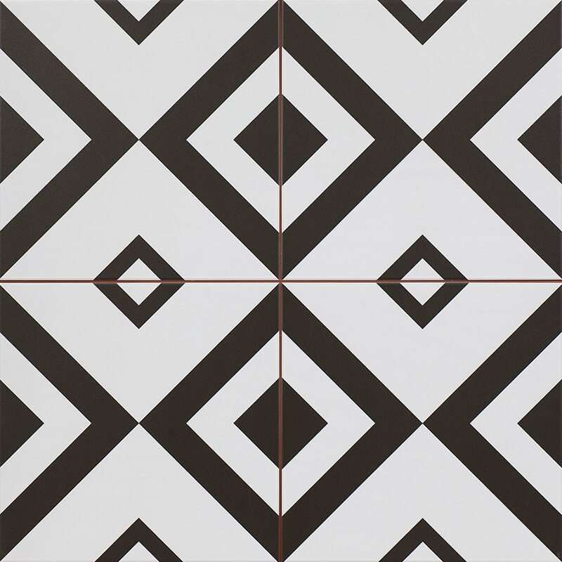 Керамическая плитка Dvomo Timeless Brixton, цвет чёрно-белый, поверхность матовая, квадрат, 450x450