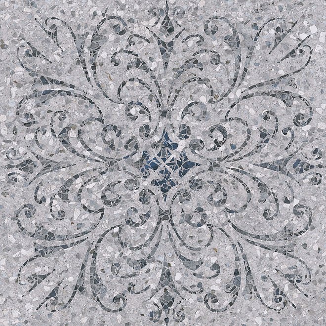 Декоративные элементы Kerama Marazzi Терраццо серый декорированный обрезной SG632700R, цвет серый, поверхность матовая, квадрат, 600x600
