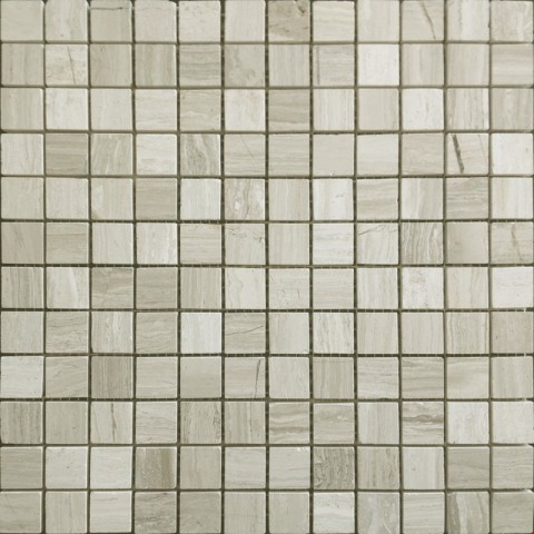 Мозаика Caramelle Mosaic Pietrine Travertino Silver Pol 23X23 7mm, цвет серый, поверхность полированная, квадрат, 298x298