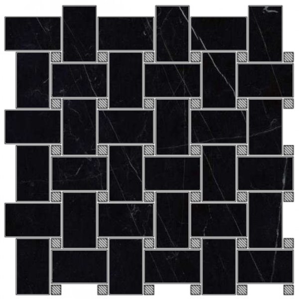 Мозаика FMG Black Marquinia Shape Lucidato LU30769, цвет чёрный, поверхность полированная, квадрат, 300x300