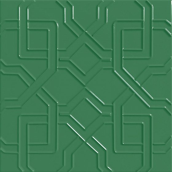 Керамическая плитка 41zero42 Superclassica SCB Path Verde 4101013, цвет зелёный, поверхность глянцевая, квадрат, 150x150
