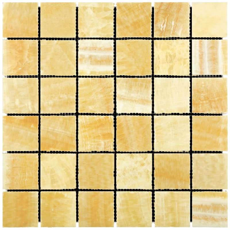 Мозаика Natural Mosaic Adriatica Onyx Yellow (4,8X4,8) 7M073-48P, цвет жёлтый, поверхность полированная, квадрат, 305x305