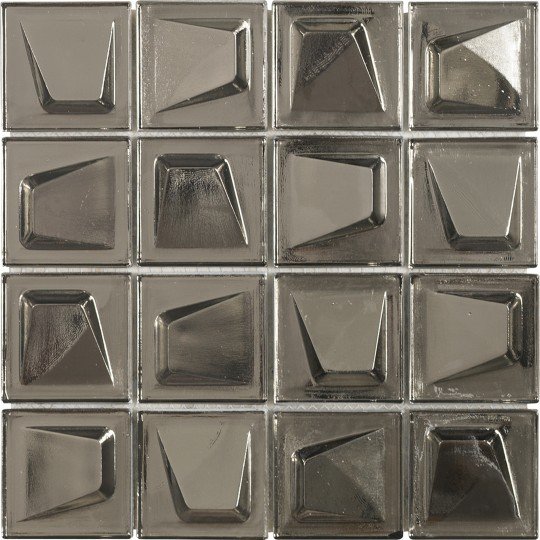 Мозаика Dune Glass Mosaics Tinsel 187270, цвет серый металлик, поверхность глянцевая, квадрат, 240x240