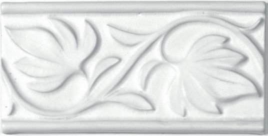 Бордюры Adex ADNT5032 Relieve Hojas Snow, цвет белый, поверхность матовая, прямоугольник, 75x150