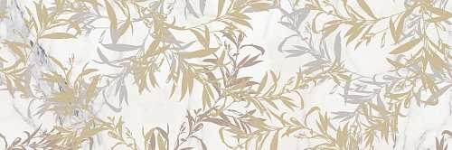Керамическая плитка Marazzi Italy Allmarble Wall Statuario Satin Decoro Foliage M8SY, цвет белый коричневый, поверхность сатинированная, прямоугольник, 800x1200