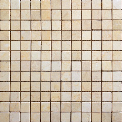Мозаика Caramelle Mosaic Pietrine Botticino Pol 23X23 7mm, цвет бежевый, поверхность полированная, квадрат, 298x298