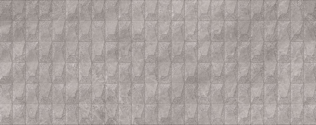 Керамическая плитка Porcelanosa Mystic Grey Mosaico 100337298, цвет серый, поверхность матовая 3d (объёмная), прямоугольник, 596x1500
