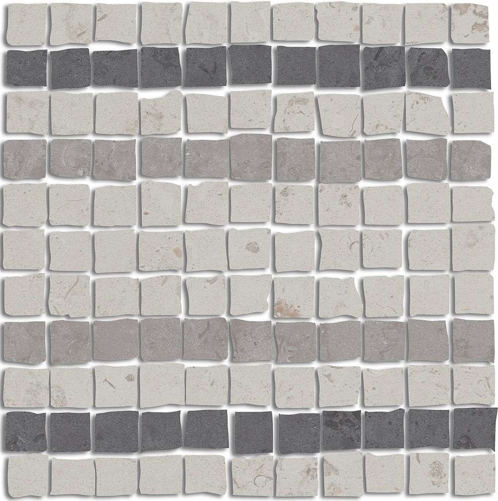 Мозаика Kerama Marazzi Про Лаймстоун Спакко Декор 3 мозаичный матовый MBS009, цвет белый серый, поверхность матовая, квадрат, 200x200