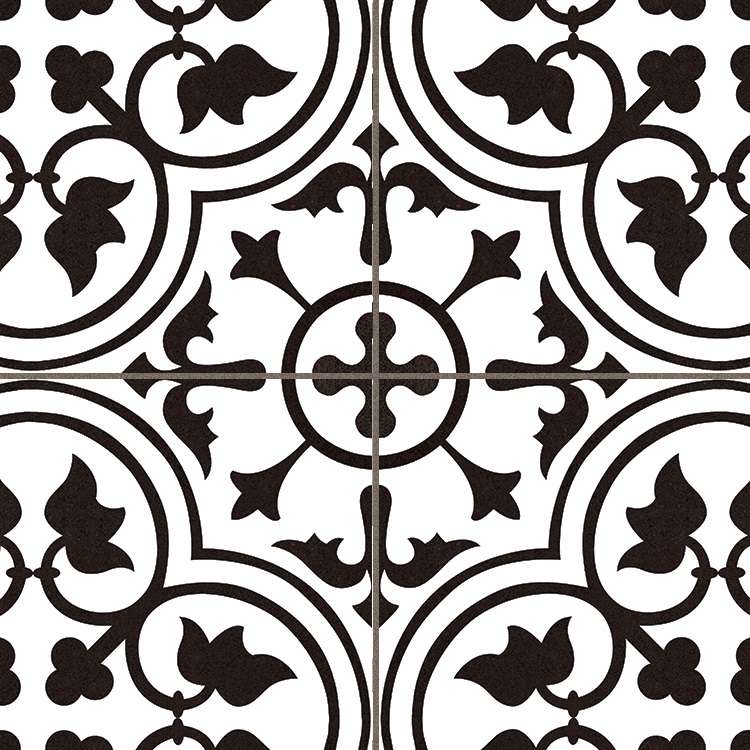 Керамогранит Prissmacer Hampton Black Pre., цвет чёрно-белый, поверхность матовая, квадрат, 450x450