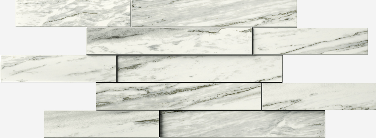 Мозаика Italon Skyfall Bianco Brick 3D Cerato 620110000104, цвет серый, поверхность патинированная 3d (объёмная), под кирпич, 280x780