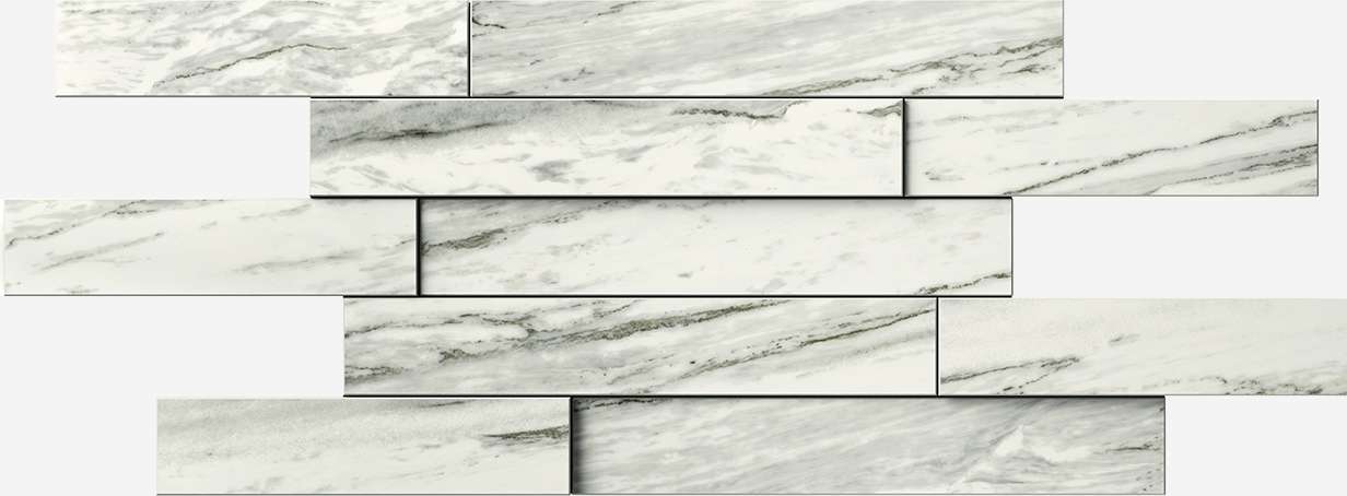 Мозаика Italon Skyfall Bianco Brick 3D Cerato 620110000104, цвет серый, поверхность патинированная 3d (объёмная), под кирпич, 280x780