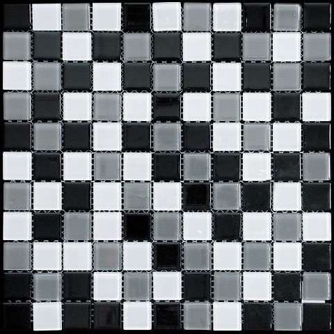 Мозаика Natural Mosaic Color Palette Mix CPM-16 (Стекло), цвет чёрно-белый, поверхность глянцевая, квадрат, 300x300