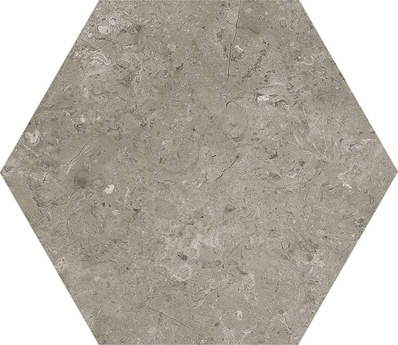 Керамогранит Keradom Prestige Gris, цвет серый, поверхность структурированная, шестиугольник, 150x173