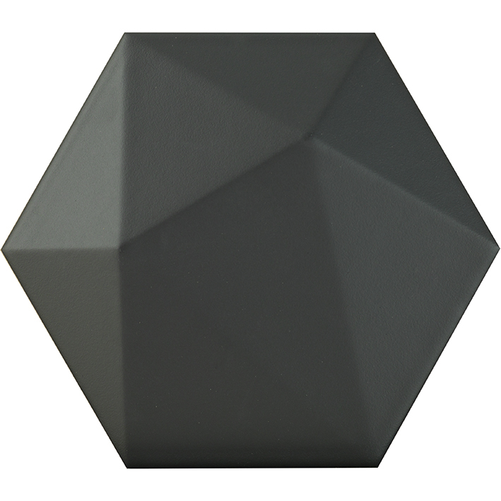 Керамическая плитка L'Antic Colonial Faces H4 Negro L138000301, цвет чёрный, поверхность матовая 3d (объёмная), шестиугольник, 130x150
