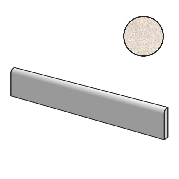 Бордюры Piemme Concrete Batt White Nat 00988, цвет белый, поверхность матовая, прямоугольник, 80x600