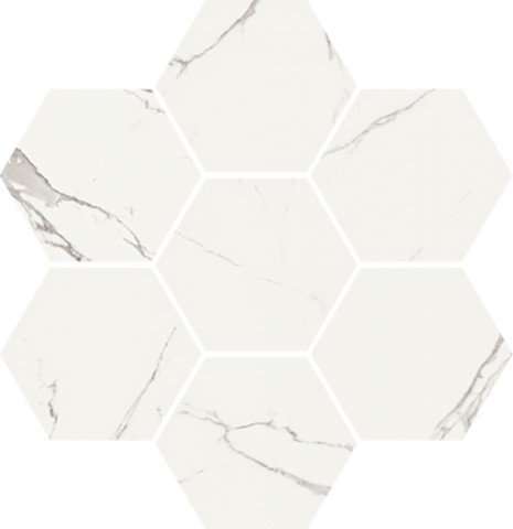 Мозаика Vallelunga Statuario Esagona 60004021, цвет белый, поверхность лаппатированная, прямоугольник, 280x300