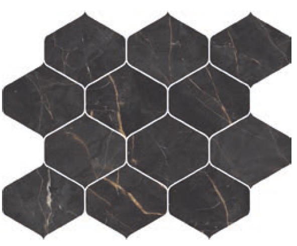 Мозаика Cerdomus Omnia Mosaico Ninfa Galaxia Levigato 82979, цвет чёрный, поверхность полированная, прямоугольник, 277x350